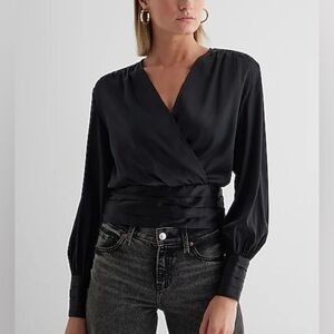 Express Black Wrap Blouse